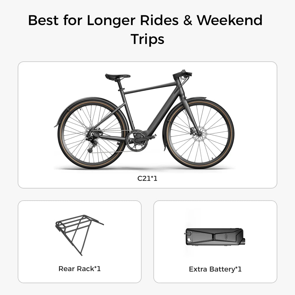 Fiido C21 | Gravel & City E-Bike | Torque Sensor | 130km Range | 17.5kg